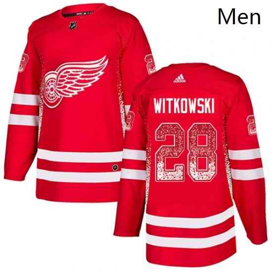 Mens Adidas Detroit Red Wings 28 Luke Witkowski Authentic Red Drift Fashion NHL Jersey